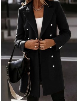 Women European All-Matched Solid Color Lapel Buttons Cuffs Casual Jackets